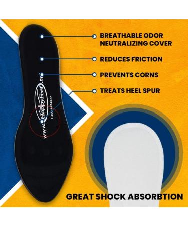 Happy Feet Plantar Fasciitis Flat Feet Orthotic High Arch Support Gel Insoles - Men's/Women's (Size XX 14-16) - Buy Online on GoSupps.com