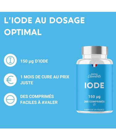 IODINE 150 MCG | 365 Small Tablets | Thyroid Iodine | Made in France | Potassium Iodide | Food Supplement | No Additives - Buy Online on GoSupps.com