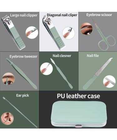 Nail Set 7-Piece Professional Nail Knife Set Foot Repair Care Tool - Travel Stainless Steel Beauty Tool (Green) - Buy Online on GoSupps.com