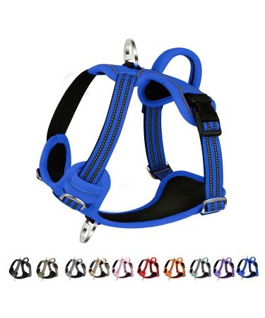 Eyin dog harness for large dogs adjustable breathable reflective padded and breathable breast dishes with handle and front bracket for daily training (light blue XL) XL (neck: 55-83cm breast: 50-94cm) light blue