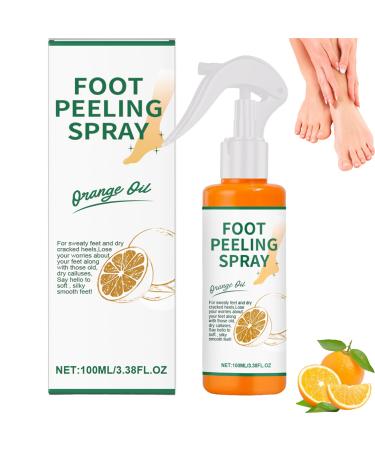 Raevior Foot Peeling Spray Orange Oil Instant Foot Peeling Spray to Remove Dead Skin for Calluses and Cracked Rough Feet Refreshing Peeling Mist All Skin Types 100 ml