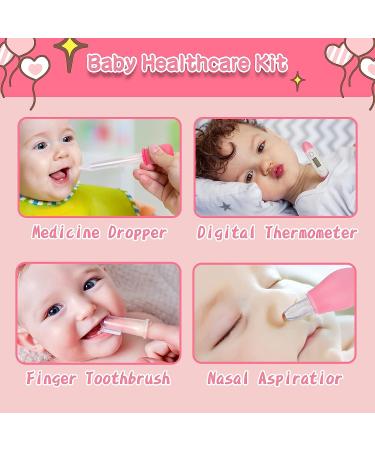 Baby Healthcare and Grooming Kit with Hair and Nail Clippers for Newborns - 20 Piece Set in Pink - Buy Online on GoSupps.com