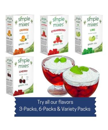 Simple Mixes Natural Gelatin Variety Pack - Strawberry, Orange & Lime - 3.1 oz (6 Pack) - Buy Online on GoSupps.com