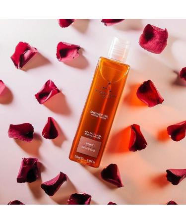 Aromatherapy Associates Rose Shower Oil 250ml - Rejuvenating Therapeutic Rose & Geranium Palmarosa | Luxurious Oil-to-Milk Formula | Enrich & Uplift Skin Senses (Pack of 1) - Buy Online on GoSupps.com