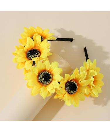 Yellow Headband Flower Wreath Women Girls Beach Wedding Travel Carnival Party Headpiece Headband with Sunflowers Flowers Hair Band Headpiece Flowers Hair Band Sunflowers Headband - Buy Online on GoSupps.com