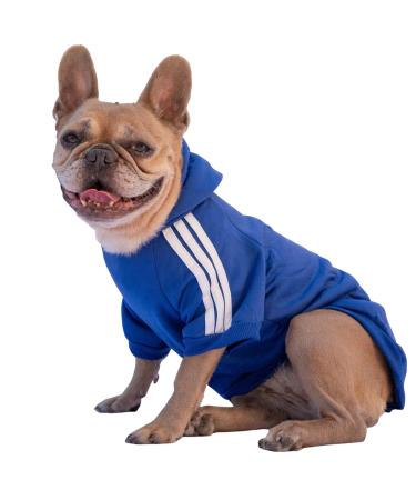 Ducomi dog sweater with hood for all sizes and breeds - warm and soft dog clothing - single -colored sweater for pets and puppies (blue s) S blue