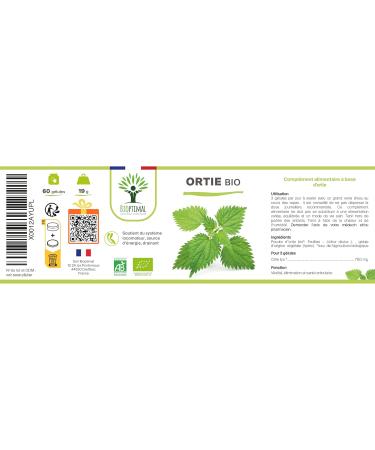 Ortie Bio - Bioptimal - Compl ment Alimentaire - Silicium Organique - Poudre de Feuille Ortie Pure - Articulation Peau Circulation - 250 mg/g lule - Cultiv en France - Certifi Ecocert - 60 g lules 60 unit (Lot de 1) - Buy Online on GoSupps.com