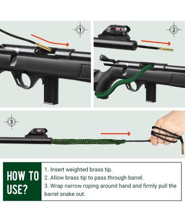 HUNTSEN Gun Snakes Cleaner | Rifle/Pistol/Shotgun Brushes | 5.56mm/9mm/7.62mm/10-20 GA/.44-.45 Cal/.375-.35 Cal - Buy Online on GoSupps.com