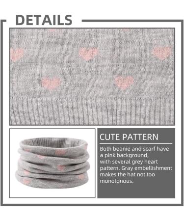 XIAOHAWANG Knitted Baby Hat with Fleece Lining, Pompom & Scarf - Gray, 4-7 Years - Buy Online on GoSupps.com