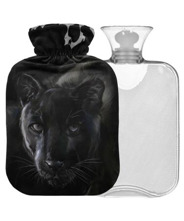 Naanle Leopard Panther watercolor painting heat bottle with reference transparent hot water bottle hot water bottle for bed hand foot pain relief heat and cold therapy large 2 L