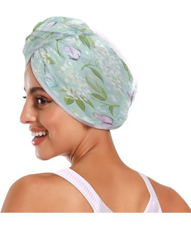 Butterflies Dry Hair Cap - 2 Piece Quick Dry Towel Set with Button Headband | Super Absorbent & Soft Comfort for All Hair Types - Buy Online on GoSupps.com