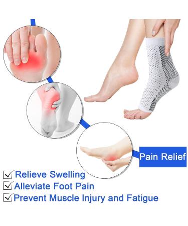 Neuropathy Relief Socks - 4 Pairs for Men & Women | Toeless Compression Ankle Socks for Plantar Fasciitis | Soothe Neuropathy Pain | Black/White, Large-X-Large - Buy Online on GoSupps.com