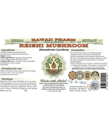 Organic Reishi Mushroom Alcohol-Free Liquid Extract - 2 fl. oz Hawaii Pharm USA - Natural Herbal Supplement - Buy Online on GoSupps.com