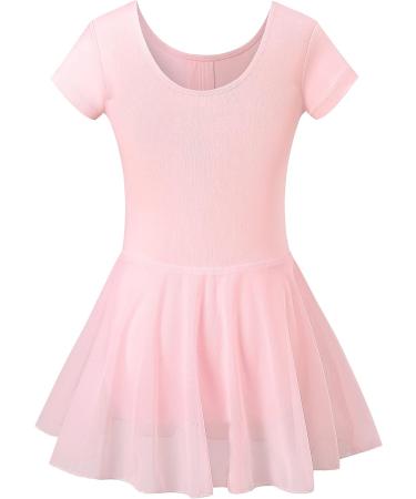 Mecceos Ballet Leotards for Girls Toddler Dance | Short/Long Sleeve Skirt Ballerina Outfits 6-8 Years | Z6_Ballet Pink - Buy Online on GoSupps.com