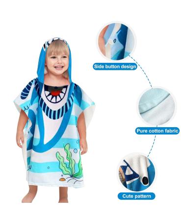 Supgomax Hooded Bathing Poncho for Kids | Cartoon Shark Towel | Absorbent Beach & Shower Hooded Bath Towel for Children - Buy Online on GoSupps.com