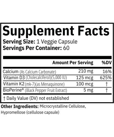 Smarter Supplements Vitamin D3 K2 5000 IU with BioPerine | Vitamin K2 MK7, Calcium | Made in USA - Buy Online on GoSupps.com