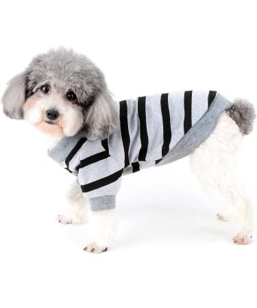 Zweitea Small Dog Summer T-Shirt | Striped Puppy Clothes | Soft Cotton Heart Sweatshirt for Chihuahuas | Gray M - Buy Online on GoSupps.com