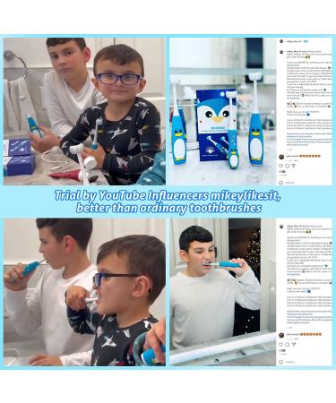 Kids Electric Toothbrush with 3 Sided Sonic Brush Heads and Intelligent Timer - Waterproof, 5 Gear Adjustment, USB Charging - Buy Online on GoSupps.com