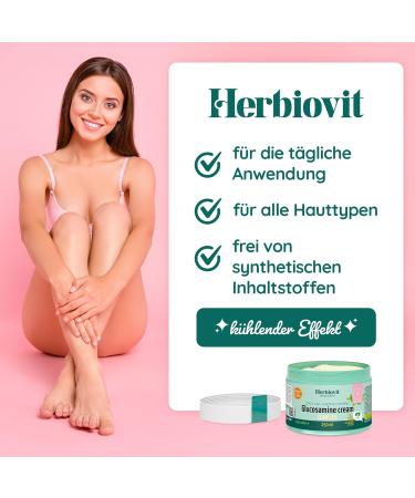Herbiovit Glucosamin MSM Cream 250ml - Joint & Muscle Pain Relief | Vegan Formula with Devil's Claw Collagen Eucalyptus & Peppermint for Fast Cooling Support - Buy Online on GoSupps.com