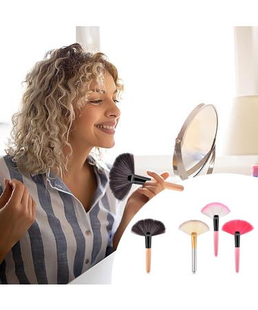 Practical Fan Makeup Brush Collection For Women Girls Blending Synthetic Bristles Eyeshadow Brush Face Cosmetic Brown and Black Hair - Buy Online on GoSupps.com