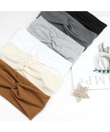 Multicoloured 6-Pack Women's Wide Elastic Hair Bands - Boho Headband Set for Yoga & Sports - Buy Online on GoSupps.com