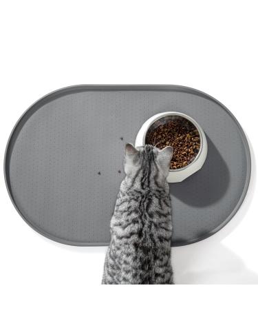 Conlun bowl pad dog 1.2cm high edges of feed mat cats to avoid spots BPA-free silicone mat with rim rubber dog bowl pad for feed and water bowls (gray 81x51 cm) 81 x 51 cm gray