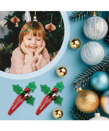 Miaija 2Pieces Jingle Bells Hair Clips Red Green White Holly Snap and Bell Christmas Hair Clips Cute Xmas Hair Accessories for Women Girls Xmas Holiday Decoration - Buy Online on GoSupps.com