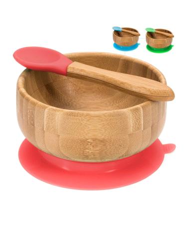 Kids United Baby Porridge Bowl - Eco-Friendly Bamboo Tableware with Suction Cup (Red) | Children's Feeding Essentials - Buy Online on GoSupps.com