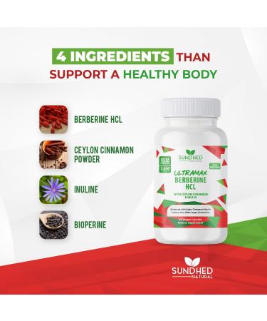 Ultramax Berberine HCL with Ceylon Cinnamon Hydrochloride Supplement Capsules 60 Count (Pack of 1) - Buy Online on GoSupps.com