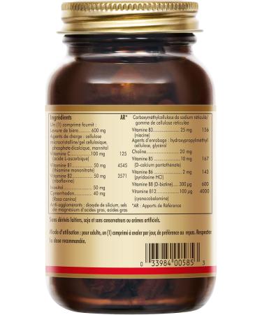 Solgar B-Complex Stress Formula - Fatigue Nervous System - Vitamin B Complex (B1 B2 B3 B5 B6 B8 and B12) Brewer's Yeast and Vitamin C - Food Supplement - Bottle of 90 Tablets - Buy Online on GoSupps.com