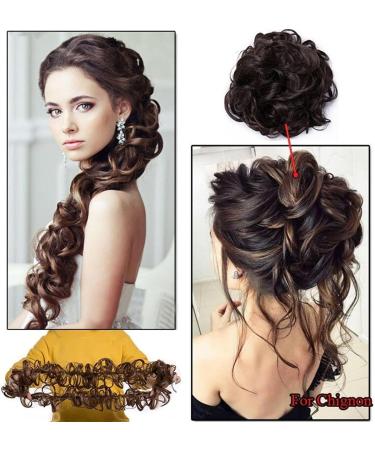 Messy Bun Hair Piece for Women Messy Bun Hair Piece 31.4inches Long Tousled Updo Fluffy Hair Bun Ponytail Extensions Wrap Around DIY Curly Long Hairpiece Bridal Hairstyle Fake Hair Accessories for W Light brown - Buy Online on GoSupps.com