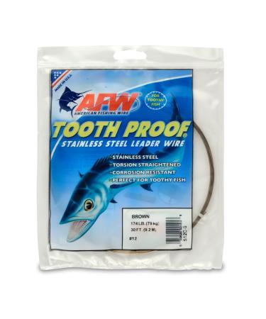 AFW #12 Tooth Proof Stainless Steel Single Strand Leader Wire, 174 lb Test, Camo, 30 ft