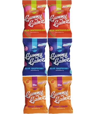 Gummy Gainz Protein Candy Gummies | High Protein Candy | 11g Protein per Serving | Fat Free Naturally Flavoured No Artificial Sweeteners Gluten Free Soy Free | Box of 6 Bags (Assorted) Assorted Box of 6 - Buy Online on GoSupps.com