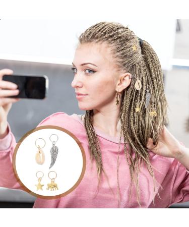 KALLORY 21 Pieces Dreadlock Jewelry Alloy Hair Braid Charms Hair Rings Shell Jewels Hair Decoration for Braiding Hair - Buy Online on GoSupps.com