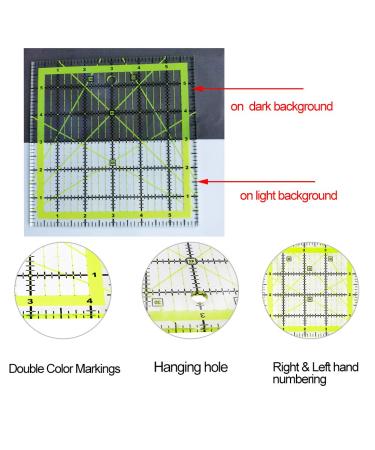 UOOU 4 Pack Quilting Ruler Set - Acrylic Fabric Cutting Rulers for Quilting and Sewing - Non Slip Rings - 4.5x4.5, 6x6, 9.5x9.5, 12.5x12.5 - Green - Buy Online on GoSupps.com