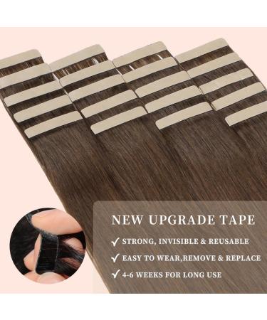 YDDM Tape-In Extensions | Real Hair 20Pcs 22 Inch Chocolate Brown 55cm 50g - Invisible Skin Weft Hair Extensions - Buy Online on GoSupps.com