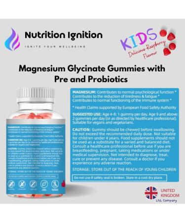 Kids Magnesium Glycinate Gummies with Pre and Probiotics -110mg Elemental Magnesium per Gummy - Buy Online on GoSupps.com
