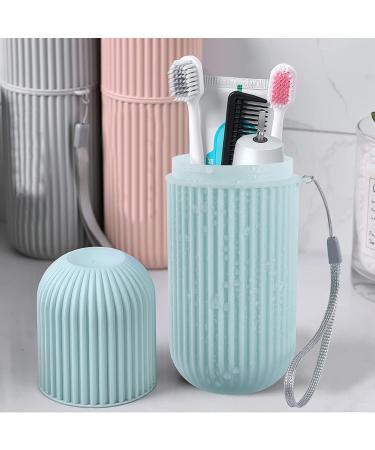 Travel Toothbrush Case 2 Pack - Portable Wash Cup Holder for Business Trips - Green/Pink Organizer - Buy Online on GoSupps.com