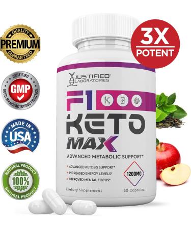 F1 Keto Max 1200MG Pills with Apple Cider Vinegar & goBHB - Advanced Ketogenic Supplement for Ketosis Support - 60 Capsules - for Men & Women - 1 Pack - Buy Online on GoSupps.com