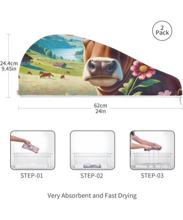 Buy Colorful Daisy Flowers Hair Towels 2 Pack - Super Absorbent Quick Dry Hair Turbans for Women & Girls - Buy Online on GoSupps.com