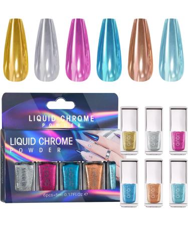 Lot de 6 poudres holographiques pour ongles - D coration artistique - Effet miroir m tallique - Pour manucure et p dicure 02style - Buy Online on GoSupps.com