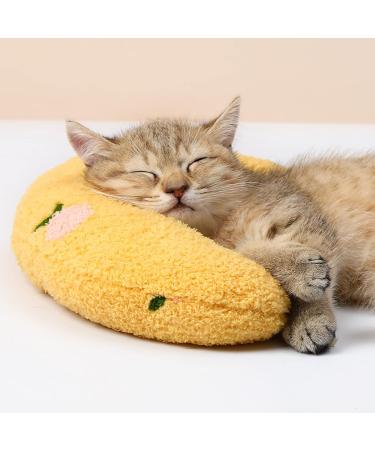 Jognee Pillow for Cats | Soft Fluffy Pet Calming Toy | Catnip Pillow Catnip Plush Toy | U-Shaped Pillow for Sleeping Resting Playing (Yellow) - Buy Online on GoSupps.com