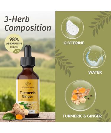 HERBAMAMA Ashwagandha and Turmeric Ginger Kit - Bundle of 1500 mg Ashwagandha Root Capsules & Turmeric Ginger Tincture 2 fl oz - Vegan Non-GMO Sugar & Alcohol-Free - 2 Pack - Buy Online on GoSupps.com