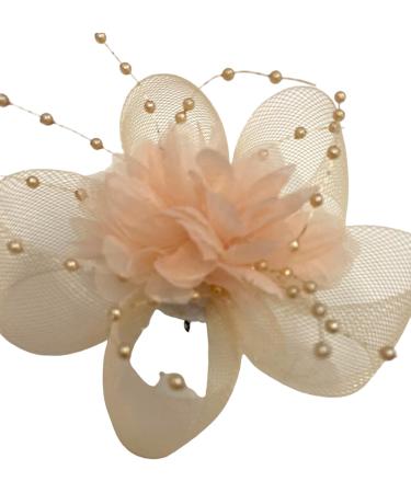 Ladies Beaded Flower Fascinator Clip Weddings Races Royal Ascot Hair Clip (Peach) - Buy Online on GoSupps.com