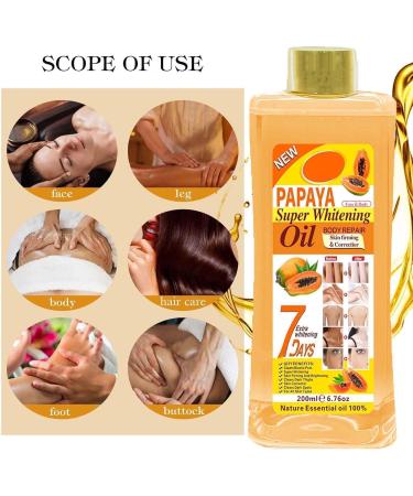  2Pcs Papaya Super Whitening Oil 7 Days Papaya Oil for Skin Papaya Oil for Lightening Dark Skin Face and Body Moisturizer Nourishing Body Repair for All Skin Types 200ml/6.76fl.oz - Buy Online on GoSupps.com