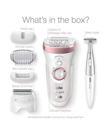 Braun Silk-أ©pil 9 9-890 Women's Facial Hair Removal, Bikini Trimmer & Shaver - Cordless, Wet & Dry with 7 Extras - Buy Online on GoSupps.com