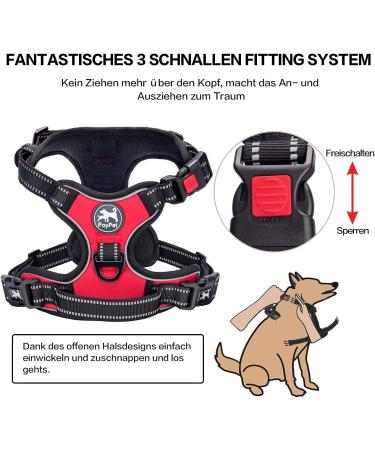 POPOT No Pull Dog Harness | Reflective Pet Vest for Daily Training & Walking | Control Handle | Red Medium - Buy Online on GoSupps.com