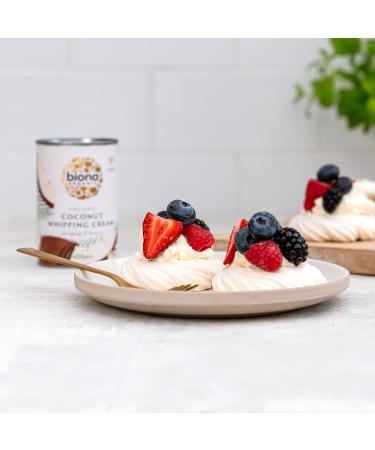 Biona Organic Coconut Whipping Cream 400ml - Dairy-Free & Vegan - Ideal Substitute for Cream - Great for Desserts, Cakes & Baking - Buy Online on GoSupps.com