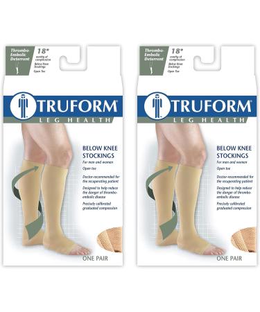 Truform Surgical Stockings | 18 mmHg Compression | Knee High | Open Toe | Beige | X-Large (Pack of 2) - International Shipping Available - Buy Online on GoSupps.com