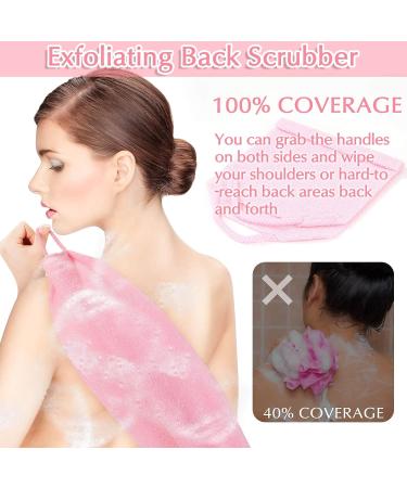 Anezus Exfoliating Shower Bath Gloves Back Scrubber Set - Pink | Body & Face Exfoliator for Shower & Bath - Buy Online on GoSupps.com
